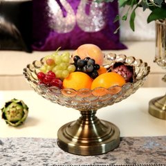 新古典样板间样板房果盘摆件 创意欧式玻璃水果盘果篓装饰品摆设