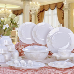 碗套装 景德镇陶瓷器餐具 56头优级骨瓷餐具套装 碗碟盘 中式