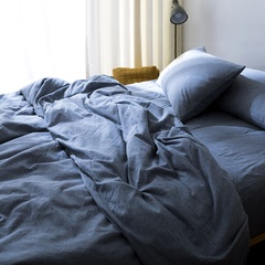 水洗棉四件套日式简约纯棉床笠床单被套1.5m/1.8m床床上用品