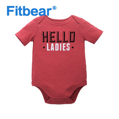 Fitbear 1件新生儿衣服婴儿包屁衣夏季短袖哈衣爬服涂红色印字母