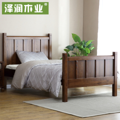 泽润全实木双人床1.5米白蜡木儿童床1.2米水曲柳美式乡村卧室家具