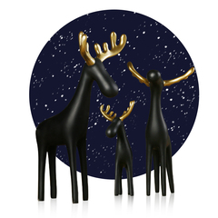 【都多】 美式精美金色鹿角小黑鹿艺术小鹿摆件 欧式家居装饰礼物