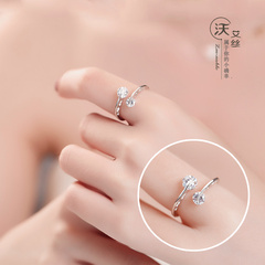 银戒指女款时尚夸张个性食指开口戒指女 日韩 潮人单身创意指环女
