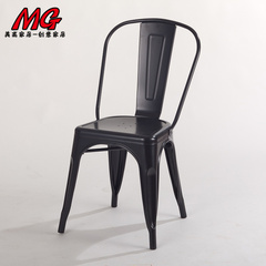 欧式铁椅子工业椅餐厅餐椅办公椅子户外椅做旧家具铁皮椅靠背椅