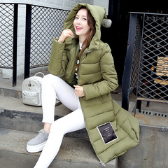 韩版中长款秋冬棉衣2016新款连帽保暖气质个性女装大码学生棉服女