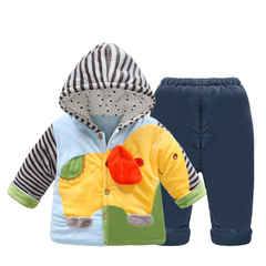 秋冬季装加厚婴儿棉衣套装9男女宝宝卡通棉袄外出衣服3-6个月1岁
