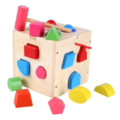 宝宝婴幼益智玩具十七孔敲打台形状智力盒配对积木0-3岁17孔1-2岁