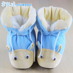 冬季雪地娃宝宝婴儿0-1岁包裤脚保暖加厚高筒系带防滑软底棉鞋