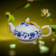 景德镇陶瓷批发 创意家居摆件 修身养性青花陶瓷茶壶高档礼品茶壶