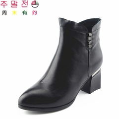 周末有约2016秋新款靴子尖头高跟水钻短靴女韩版马丁靴 7276-4808