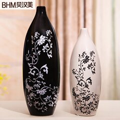 景德镇陶瓷花瓶 现代时尚 瓷器花瓶 艺术花瓶 客厅摆件 秀美黑白