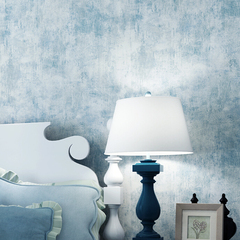 地中海风格蓝色纹理墙纸 卧室客厅纯色素色壁纸 复古美式怀旧墙纸