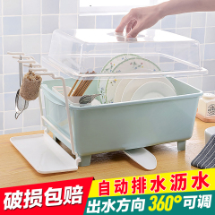 碗柜厨房沥水架塑料碗筷餐具收纳盒放碗碟篮碗架带盖置物架