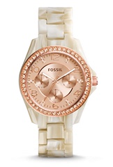 【Fossil专柜正品代购】Riley多功能珠光树脂表带手表 ES3579