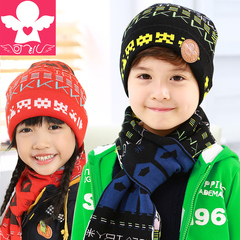 儿童帽子围巾两件套男女童宝宝帽子围巾套装韩版潮儿童帽子秋冬男