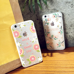 韩国小清新 柠檬 浮雕iPhone6手机壳 苹果6Splus硅胶壳 6S挂绳壳