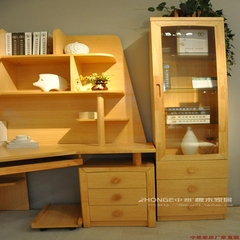 中格集团实木书柜 原木色单个储物柜 橡木匠系列电脑桌旁柜 5202