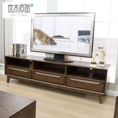 纯实木电视柜进口白橡木1.8米电视柜日式简约现代客厅胡桃色家具