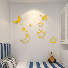星星月亮儿童房卡通水晶立体亚克力背景墙沙发墙饰卧室亚克力墙画