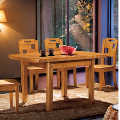 进口全实木餐桌椅组合6人小户型可伸缩餐桌饭桌橡木餐桌B11