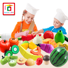 桶装木制磁性蔬菜切切乐切水果玩具切切看过家家男女孩子生日礼物