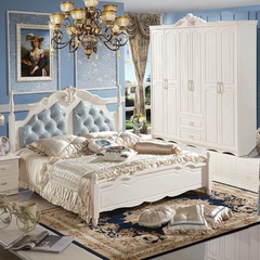 欧式卧室家具套装组合六件套实木 移门衣柜 卧室成套家具主卧白色