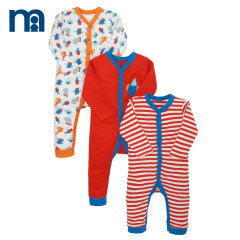 mothercare英国3件装婴儿睡衣纯棉婴儿连体衣哈衣宝宝爬服包屁衣