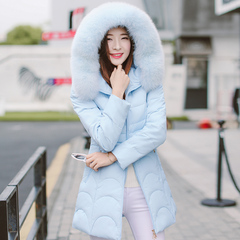 冬装新款韩版修身大毛领棉服女中长款棉袄中年加厚大码显瘦外套潮