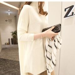 官方代购韩国孕妇装高领简约纯色毛针织衫大码女装2017冬高领毛织