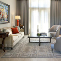 纯灰色几何圆圈图案羊毛素色地毯卧室床边现代客厅茶几地垫