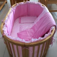 外贸定制纯棉婴儿圆床椭圆床围多件套欧式粉色婴儿童全棉棉花被子