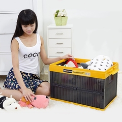 可折叠玩具衣服收纳箱透明塑料折叠箱储物箱有盖特大号整理箱收纳