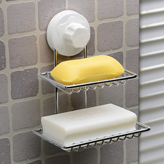 强力吸盘肥皂架 卫生间双层肥皂架浴室创意沥水香皂架吸盘置物架