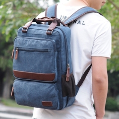 休闲双肩包男帆布背包韩版学院书包学生时尚潮流设计电脑包旅行包