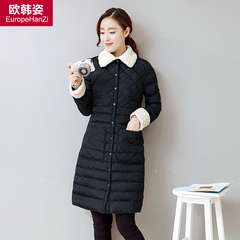 冬季新款棉衣女韩版时尚娃娃领棉服女中长款过膝羊羔绒厚外套女装