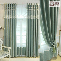 馨梦简约现代客厅卧室窗帘成品纯色遮光布料绒布落地窗飘窗纱定制
