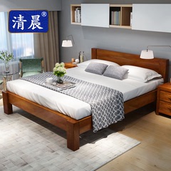 清晨北欧实木床 双人床 1.8米 1.5米床 日式床 卧室家具