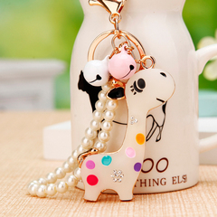 韩国创意礼品可爱水钻果冻小鹿汽车钥匙扣女包挂件钥匙链卡通饰品