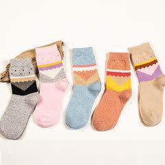 【买1送1】 5双装秋冬男女中筒袜情侣羊毛袜冬季保暖中筒袜