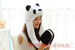 儿童礼物品牌/厂价促销/表演道具/长款熊猫连手套-卡通动物帽子