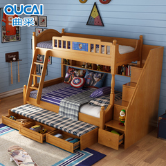 曲采 高低床实木儿童床上下床成人1.5米全实木双层床上下铺子母床