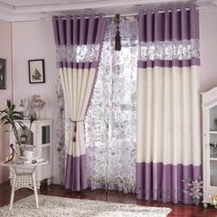 纯色雪尼尔窗帘成品拼接遮光高档定制简约客厅卧室儿童房紫色咖啡