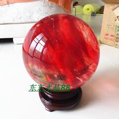 厂家直销熔炼天然水晶球 红水晶熔炼球 水晶球 摆件 20厘米