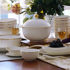 兆宸 景德镇陶瓷器餐具 60头优质骨瓷餐具咖啡套装 碗盘碟勺套装