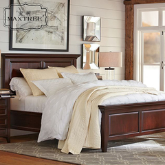 麦树 实木家具定制美式乡村实木床1.5米单人床1.8米双人床做旧