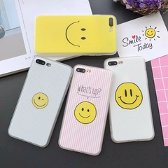 韩国GD同款笑脸iphone7手机壳 苹果6s plus蚕丝纹手机保护套5se壳