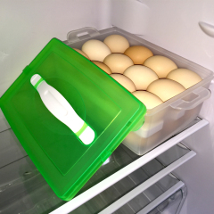 鸡蛋收纳盒双层24格蛋托冰箱冷藏储物盒鸡蛋包装塑料盒带提手