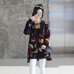 长袖卫衣棉女2015冬季新品 韩版宽松大版文艺卫衣中长款打底衫潮