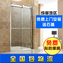 YY002   一字形隔断淋浴房成都厂家直销304不锈钢 3C防爆安全玻璃