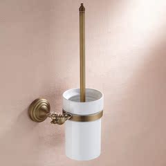 全铜仿古色马桶刷马桶杯套装 卫生间陶瓷杯厕所刷架 浴室五金挂